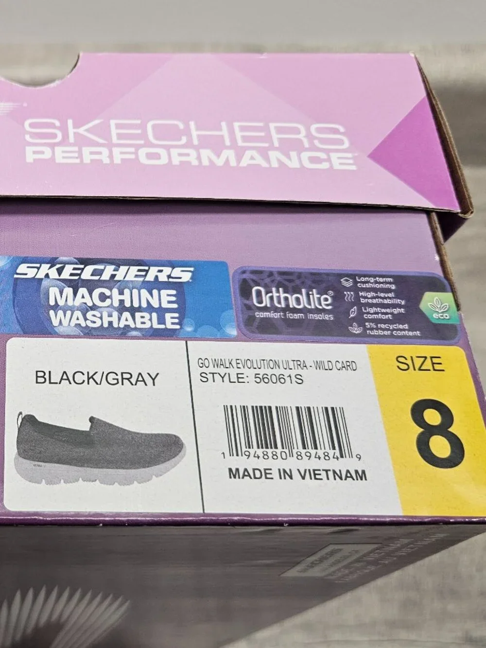 NEW SKECHERS PERFOMANCE GO WALK EVOLUTION ULTRA WILD CARD BLACK/GRAY WOMEN'S 8